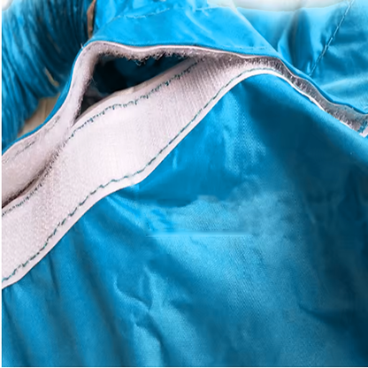 Close-up of the easy-fasten closure on the dog drying bag